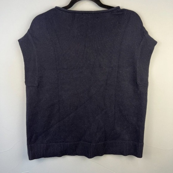 Banana Republic Navy‎ Cotton Wool Blend Sleeveless Sweater Size M Boxy Roll Neck - Picture 8 of 8